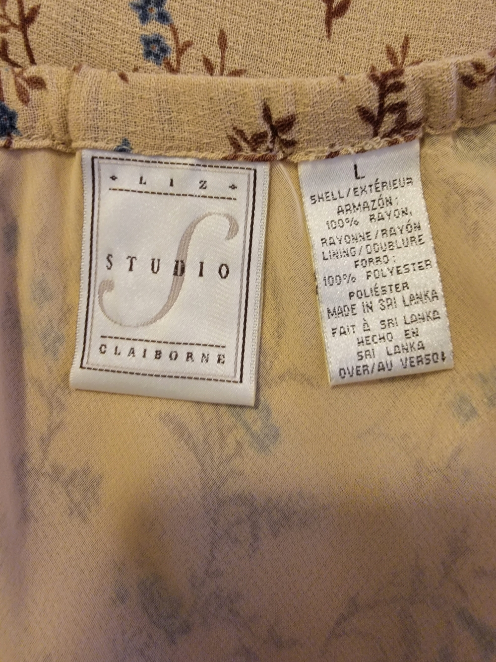 Claiborne Beige Floral Maxi Skirt AND VEST Size Large EUC - Picture 7 of 8